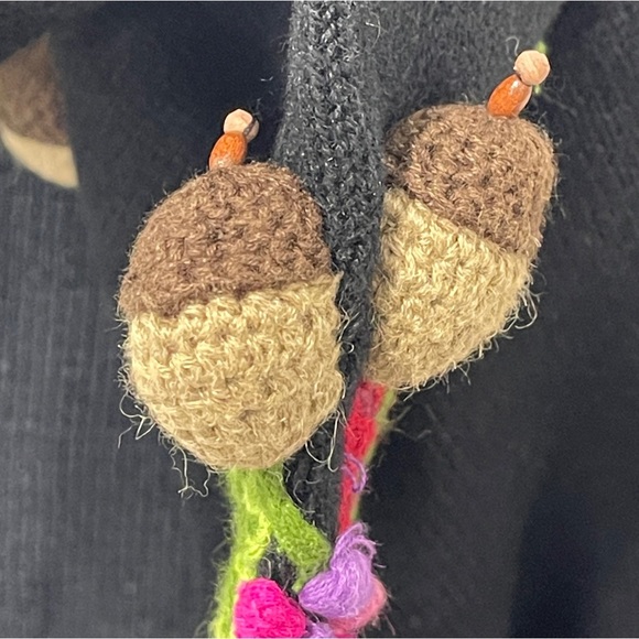 Belle Pointe Vintage Cardigan Sweater Fall Embellishments Black Thanksgiving - Picture 5 of 10